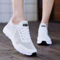 Sarah Express Lightweight Mesh Lace Up Athletic Sneakers White