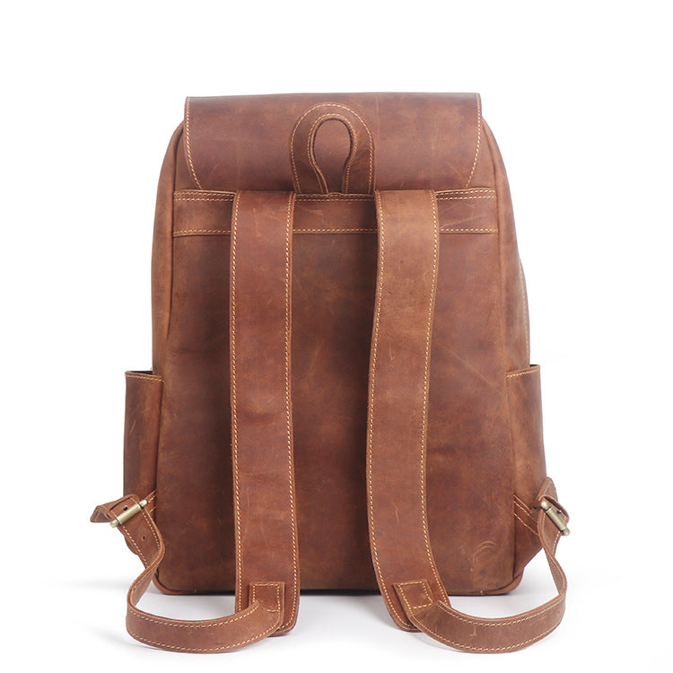 Sarah Express Retro Cowhide Leather Vertical Backpack
