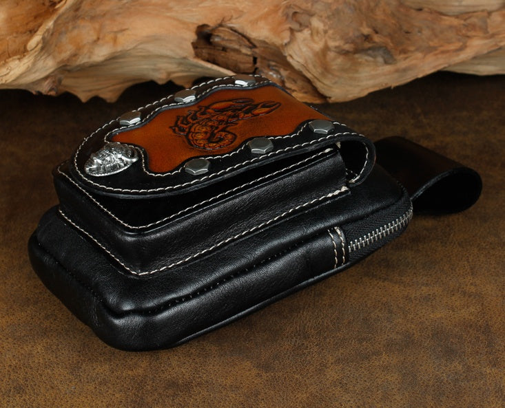 Sarah Express Leather Scorpion Embossed Belt Pouch