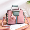 Sarah Express Structured Flap Handbag with Pom-Pom Charm Pink