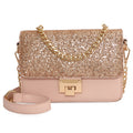 Sarah Express Sequined Square Shoulder Bag with Chain Pink