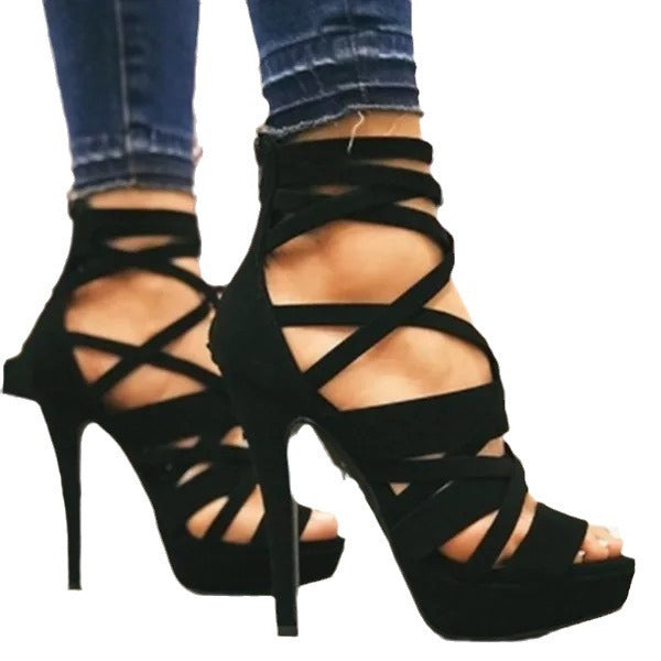 Sarah Express Vintage Platform High Heel Buckle Sandals
