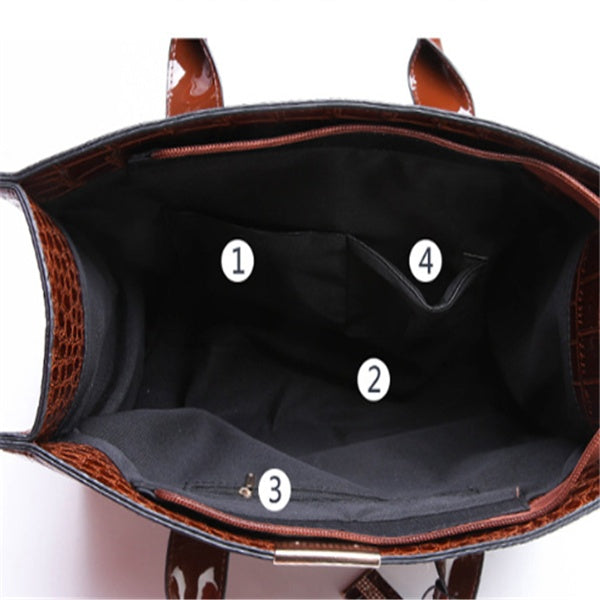 Sarah Express Structured Crocodile Pattern Tote Handbag