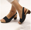 Sarah Express Buckle Strap Mid Heel Sandals Black