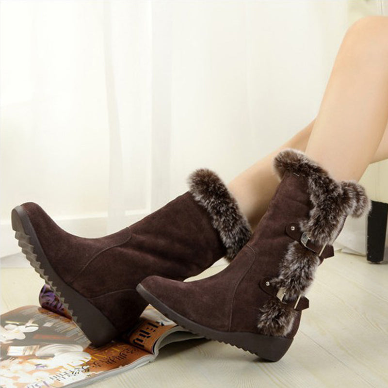 Sarah Express Women's Slip-On Fur Lined Snow Boots