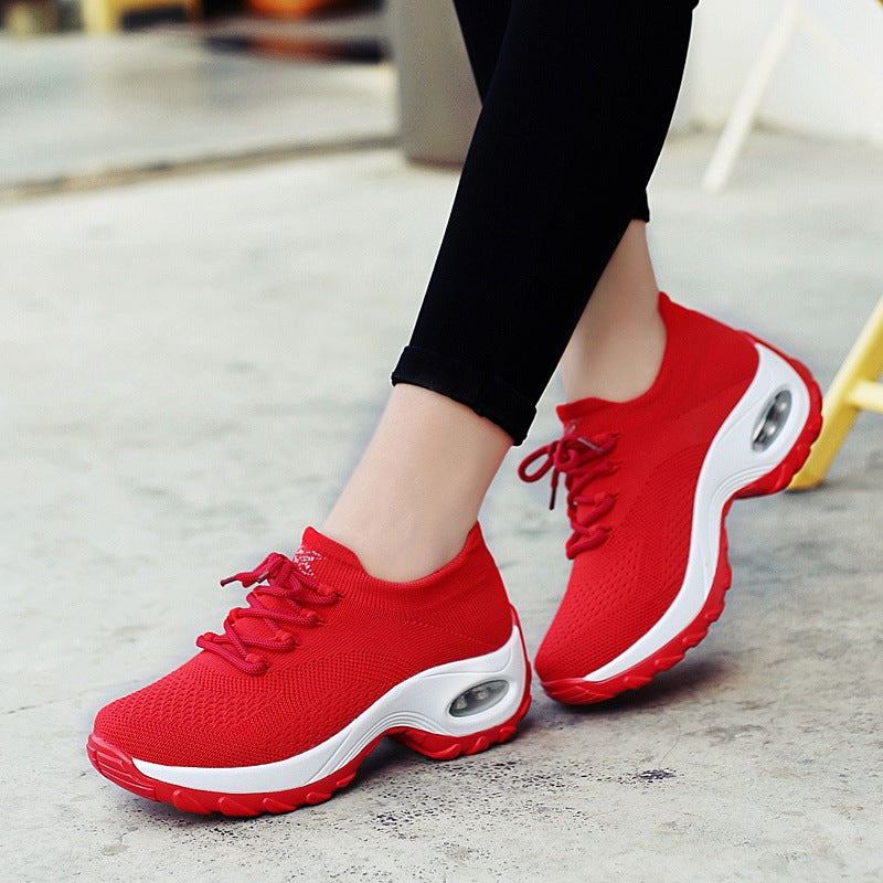 Sarah Express Lightweight Knit Lace-Up Walking Sneakers