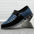 Sarah Express Men's Quilted Pattern Slip-On Loafers Blue