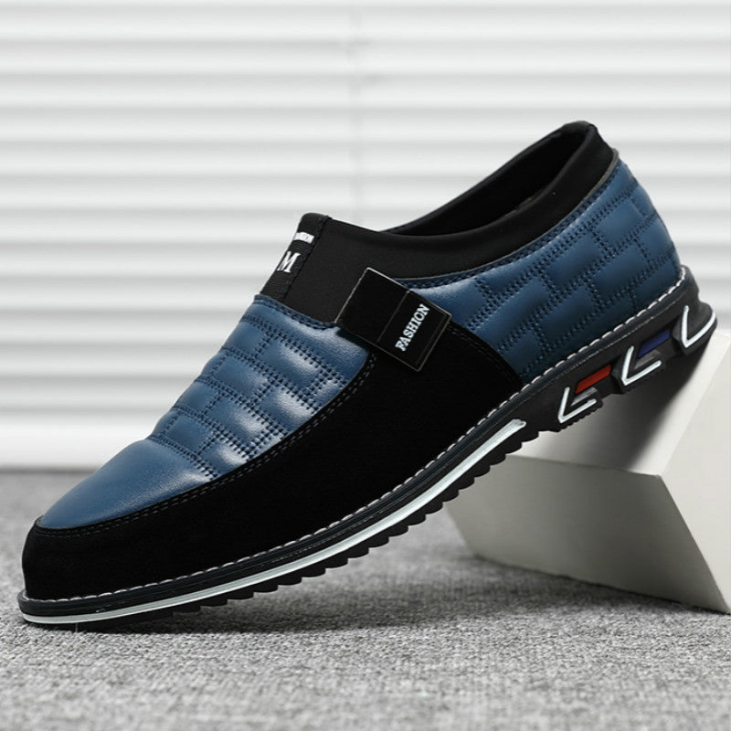 Sarah Express Men's Quilted Pattern Slip-On Loafers Blue