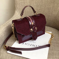 Sarah Express Leopard Print Structured Crossbody Shoulder Bag Jujube red