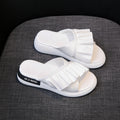 Sarah Express Ruffled Platform Slide Sandals White