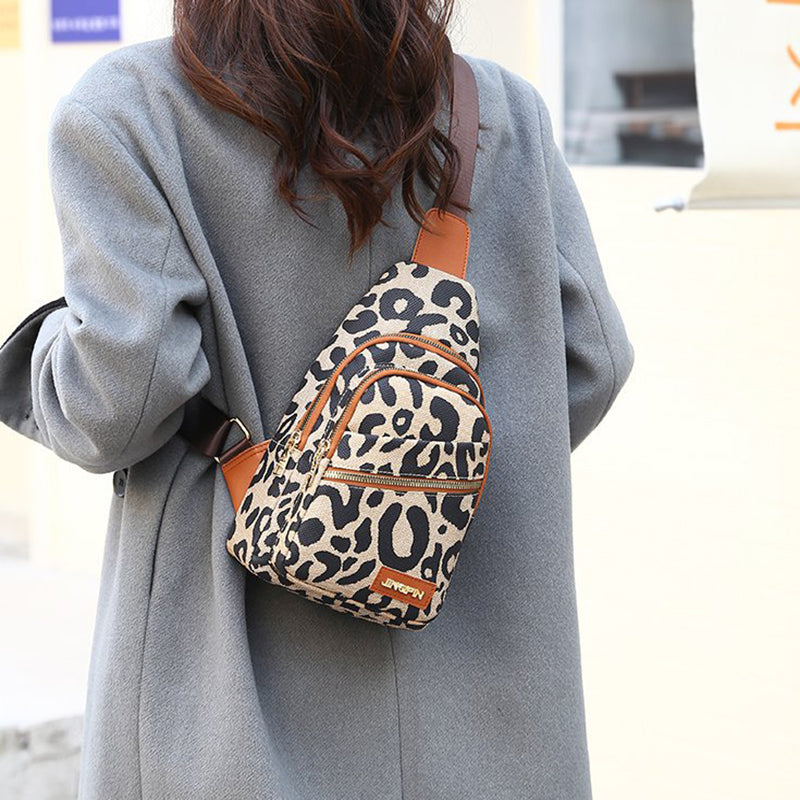 Sarah Express Leopard Print Sling Crossbody Chest Bag