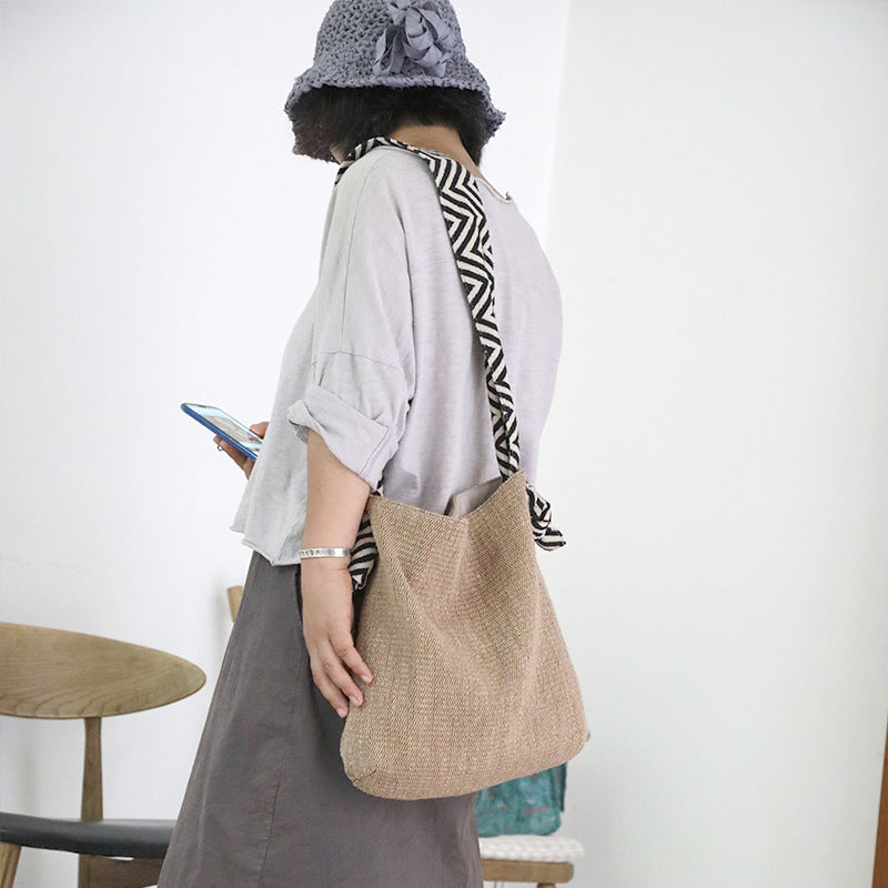 Sarah Express Canvas Tote Bag with Chevron Strap