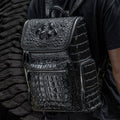 Sarah Express Crocodile Texture Handmade Business Travel Backpack Full Crocodile Leather Backpac