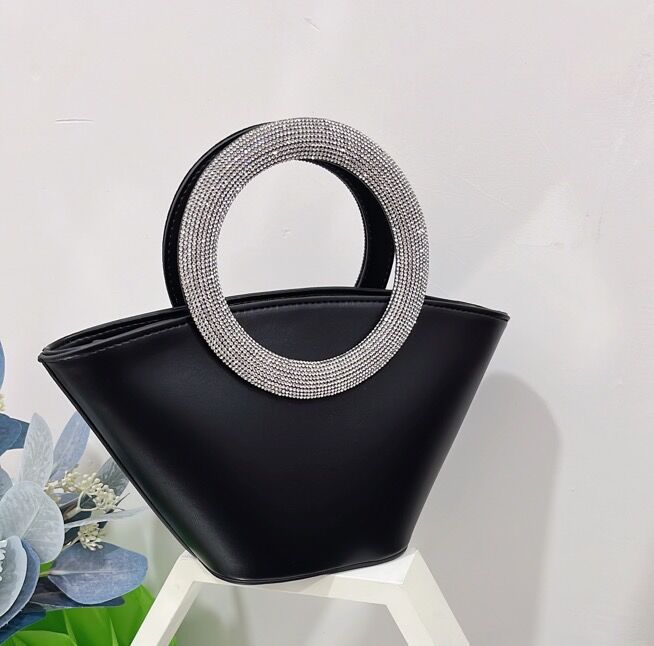 Sarah Express Diamond Embellished Round Handle Bucket Bag