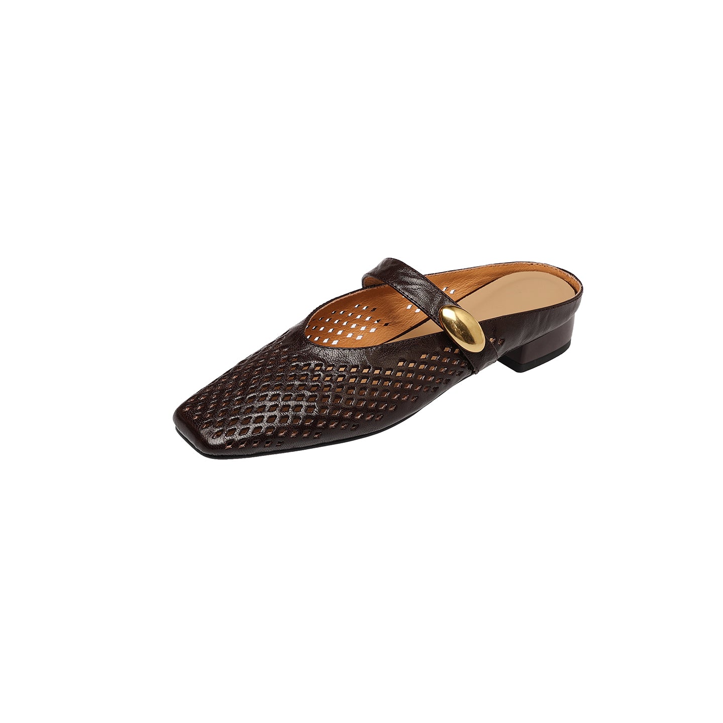 Sarah Express Perforated Sheepskin Mary Jane Mules