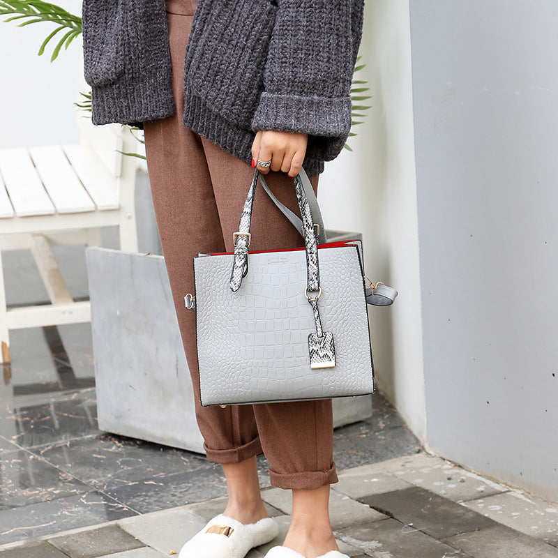 Sarah Express Structured Crocodile Pattern Tote Handbag