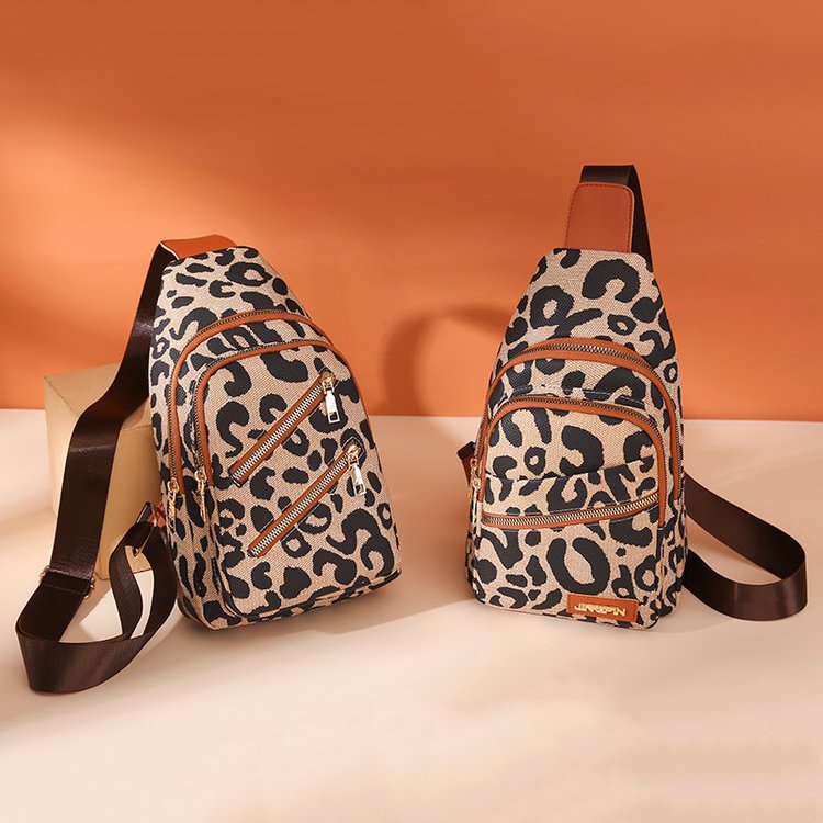 Sarah Express Leopard Print Sling Crossbody Chest Bag