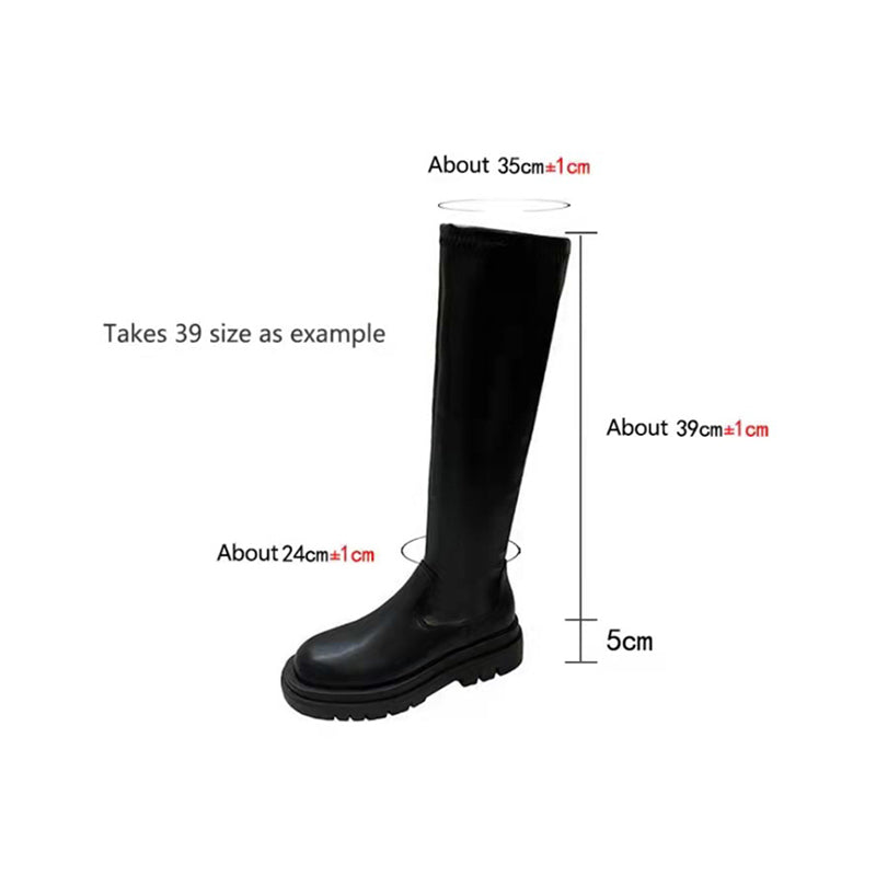 Sarah Express Chunky Heel Knee High Winter Boots