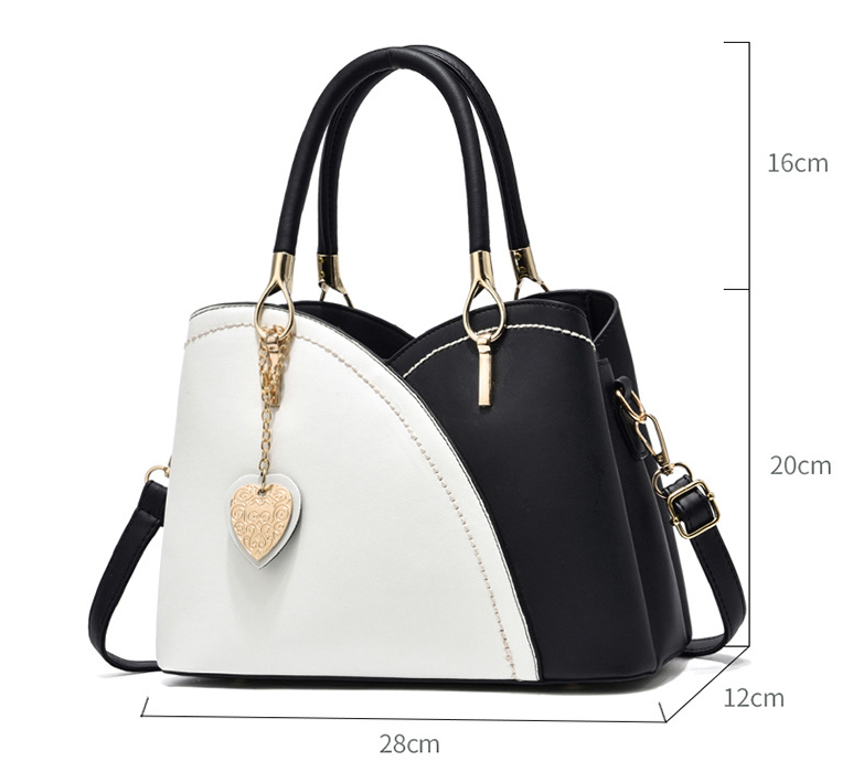 Sarah Express Two-Tone Structured Heart Charm Crossbody Bag
