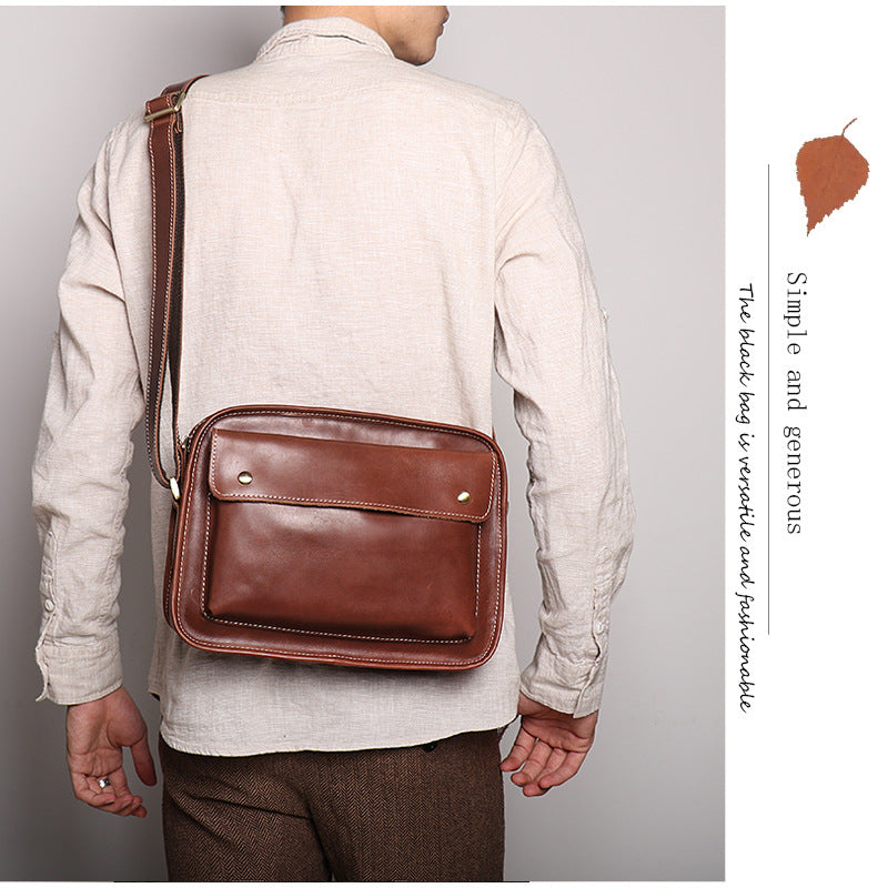 Sarah Express Men's Cowhide Leather Casual Shoulder Bag