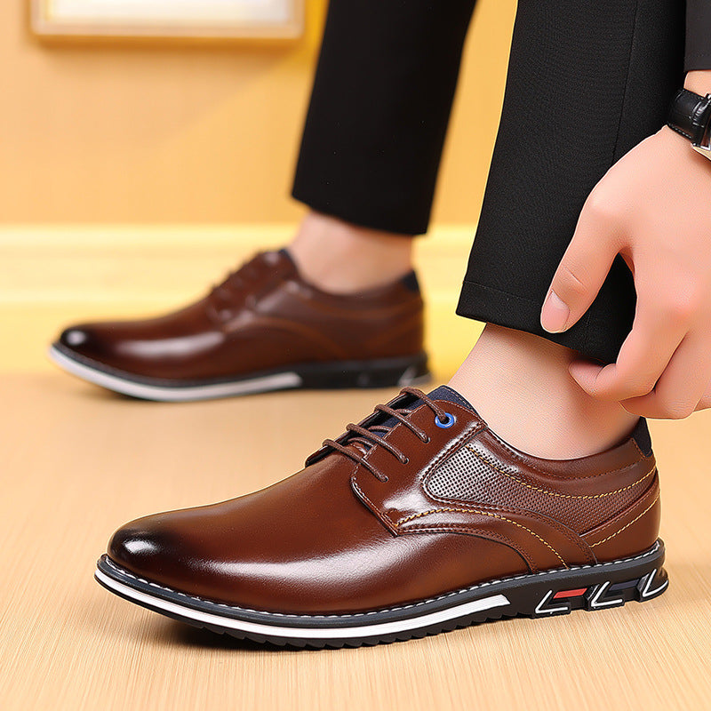 Sarah Express Men's Casual Leather Stitching Work Shoes