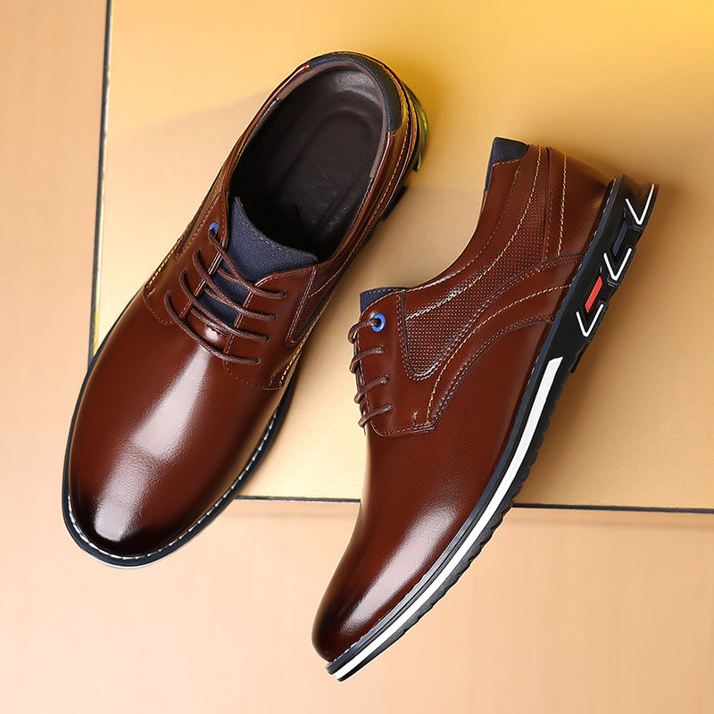 Sarah Express Men's Casual Leather Stitching Work Shoes