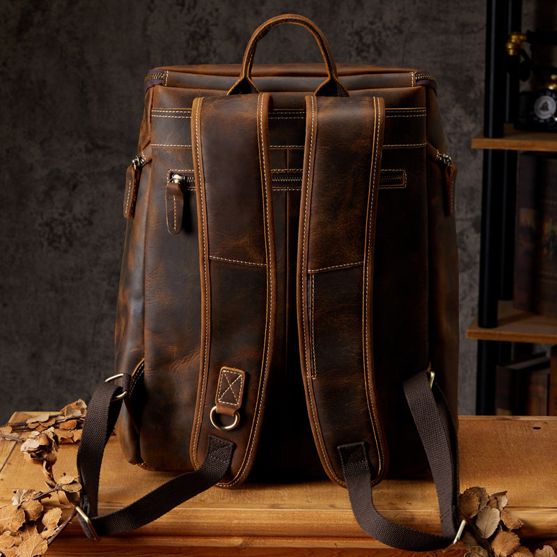 Sarah Express Vintage Cowhide Leather Computer Backpack