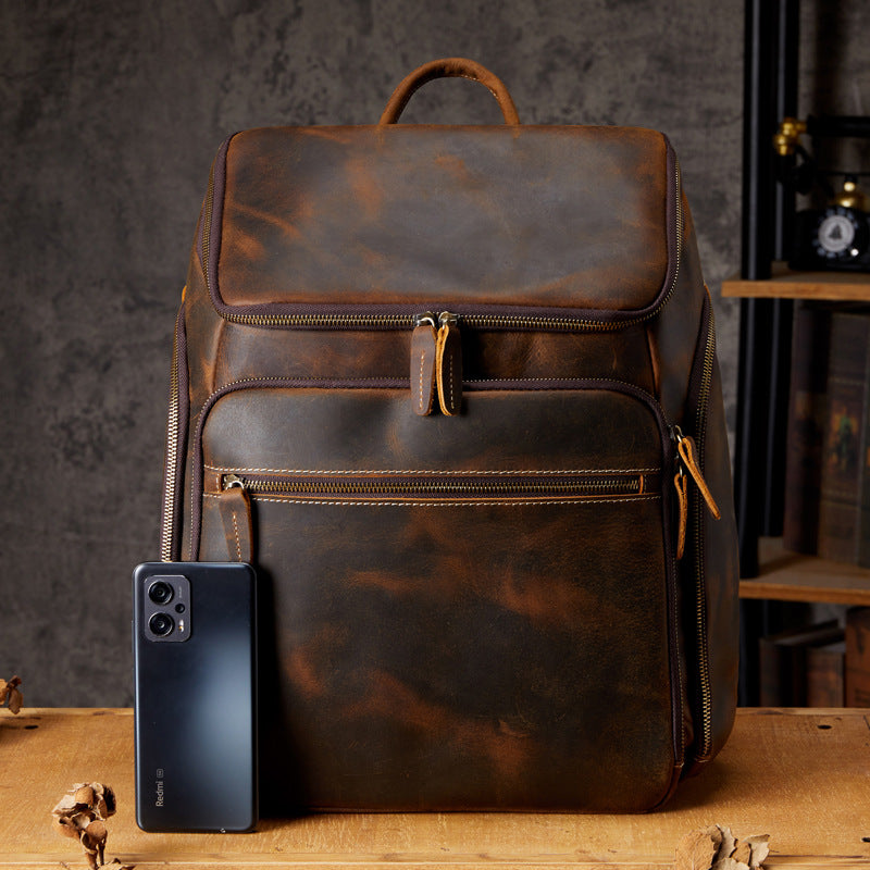 Sarah Express Vintage Cowhide Leather Computer Backpack