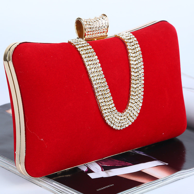 Sarah Express Velvet Diamond Embellished Evening Clutch Bag
