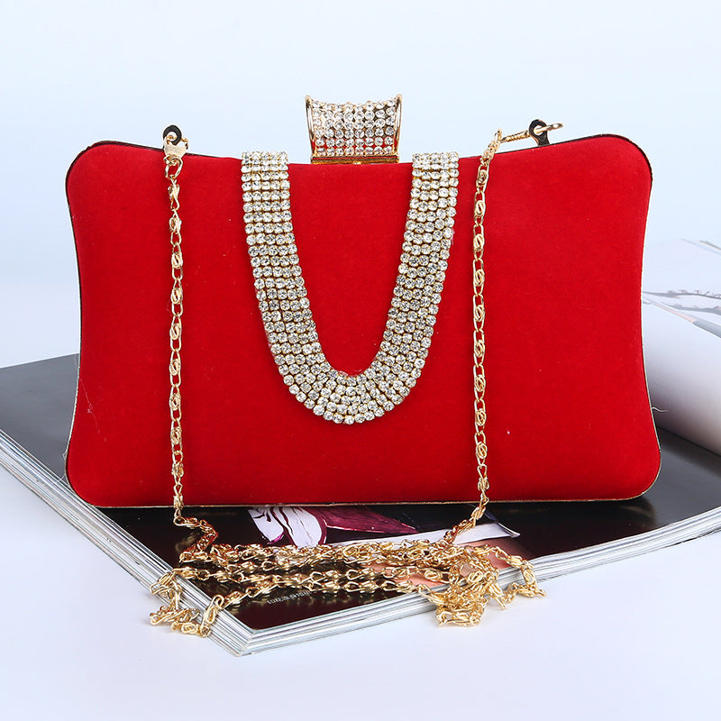 Sarah Express Velvet Diamond Embellished Evening Clutch Bag