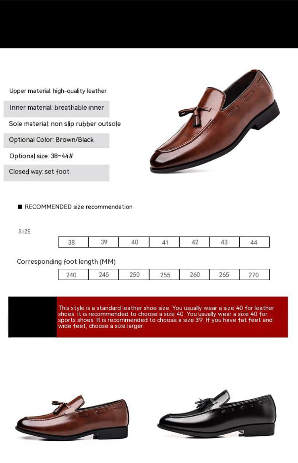 Sarah Express Men's Tassel Pointed Toe Business Loafers