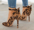 Sarah Express Bow Detail Stiletto Ankle Strap Heels Leopard