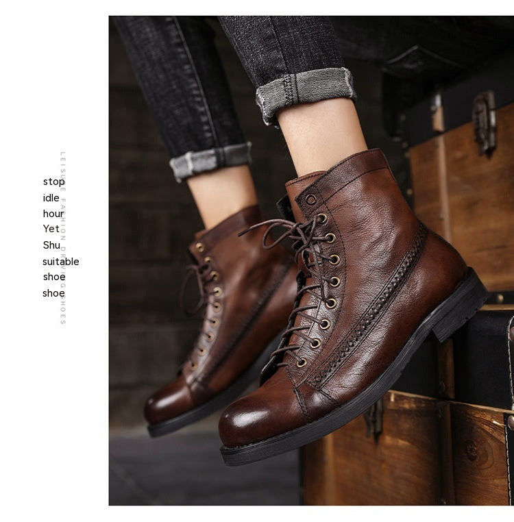 Sarah Express British Style Lace-Up Worker Boots