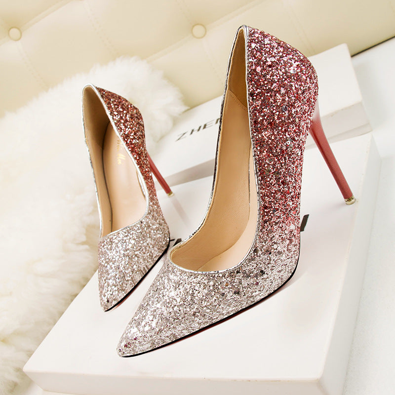 Sarah Express Sequin Pointed Toe Stiletto Heels