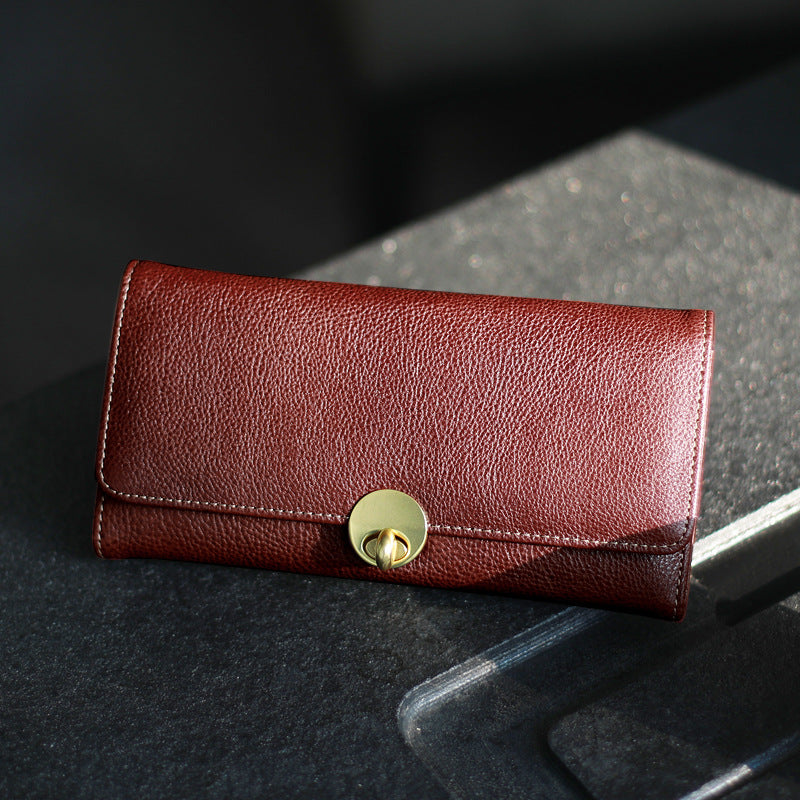Sarah Express Retro Cowhide Leather Long Wallet