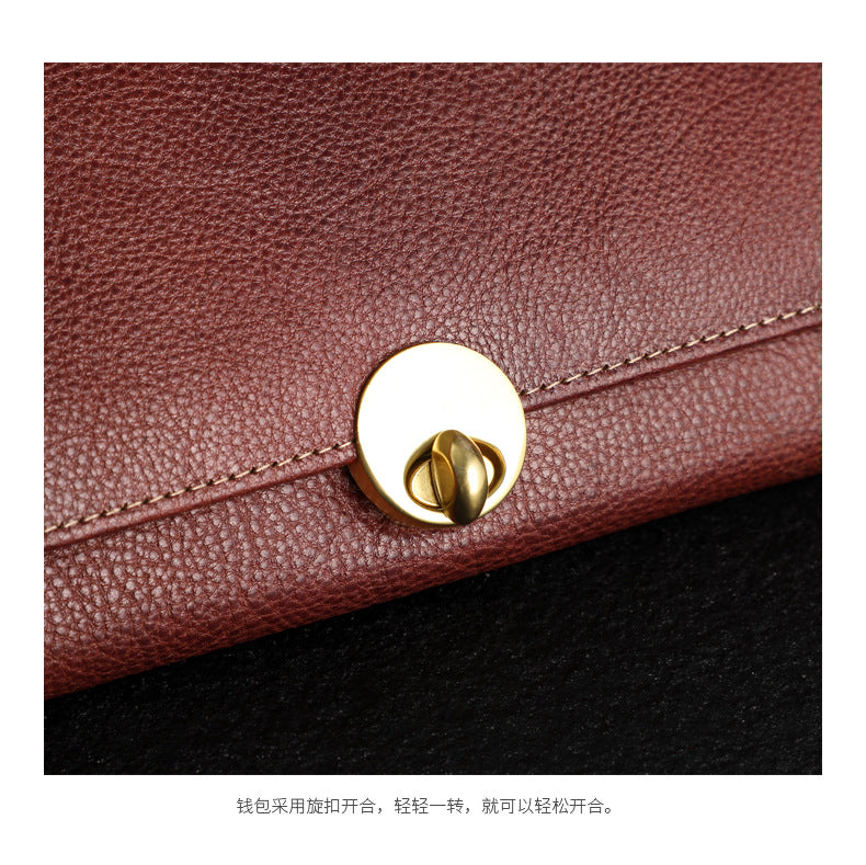 Sarah Express Retro Cowhide Leather Long Wallet