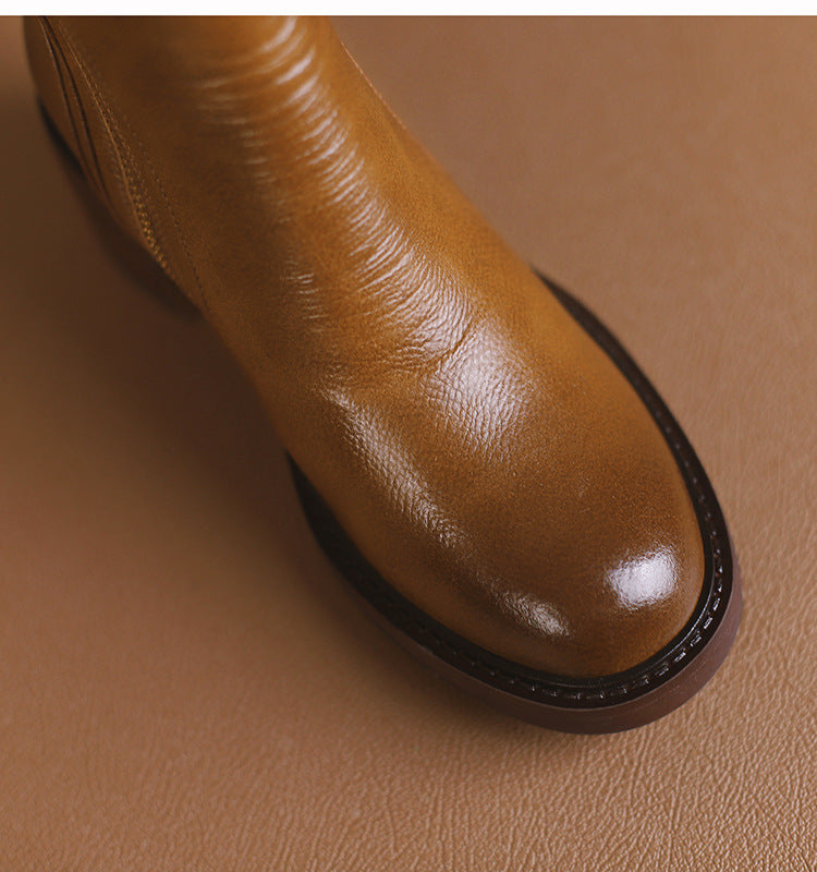 Sarah Express Retro Side Zipper Block Heel Boots