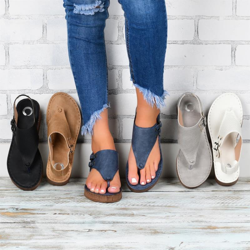 Sarah Express Women's Wedge Platform Thong Sandals