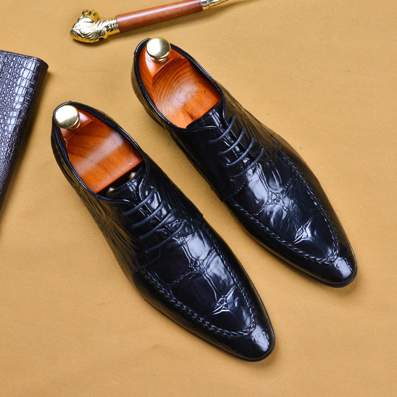 Sarah Express Men's Alligator Pattern British Casual Shoes