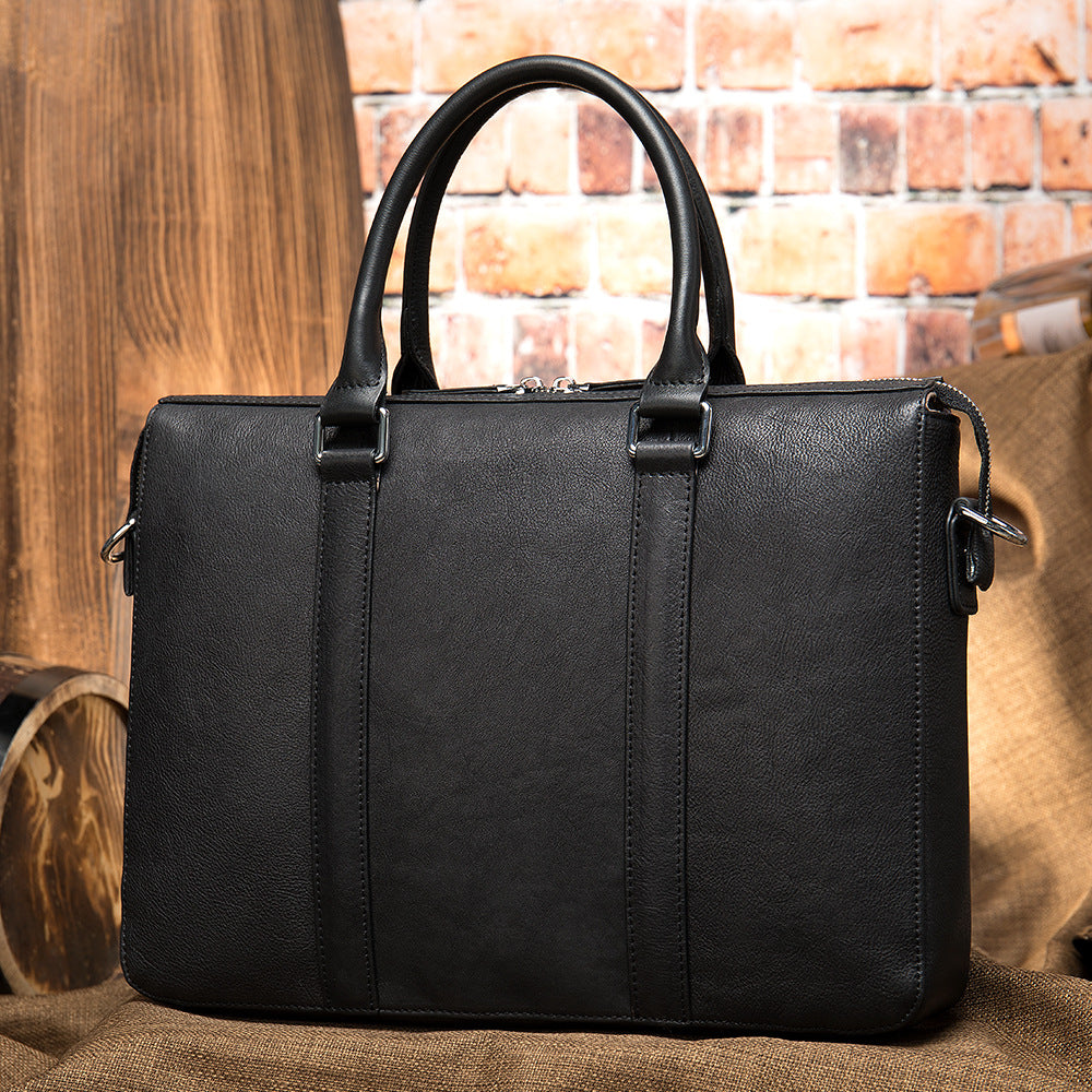 Sarah Express Vintage Leather Business Computer Briefcase Black