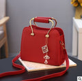 Sarah Express Structured Metal Handle Small Square Handbag Red wine