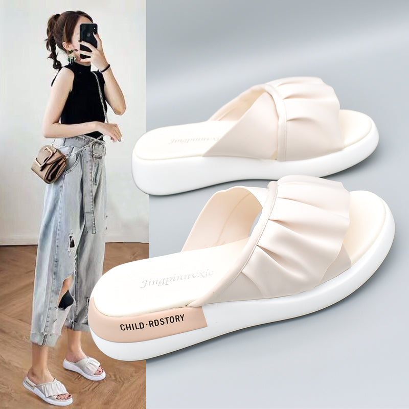 Sarah Express Ruffled Platform Slide Sandals