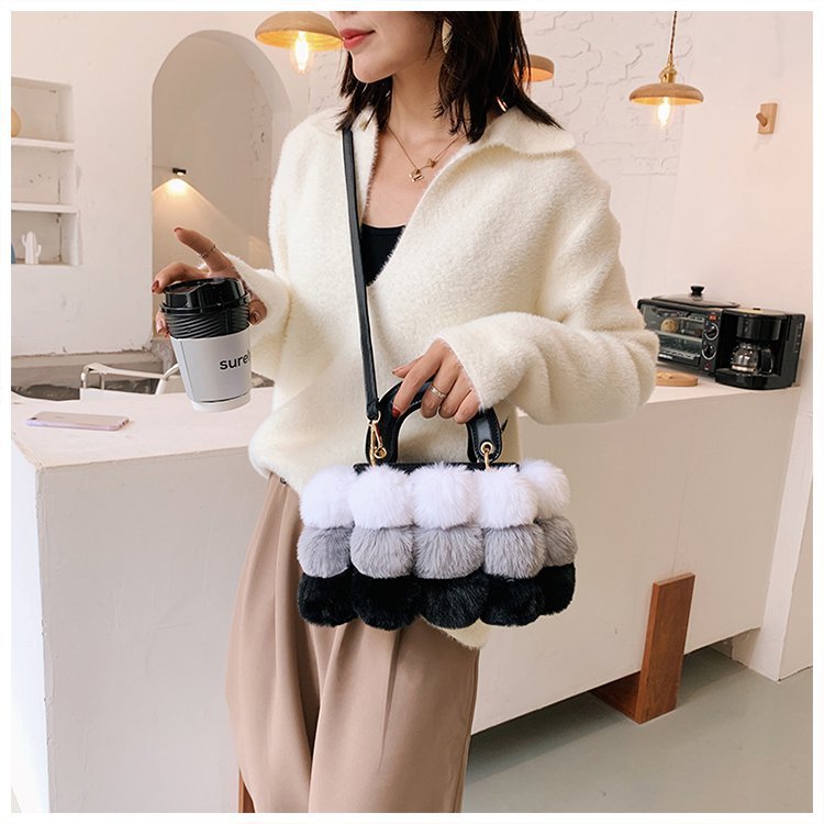 Sarah Express Plush Pom Pom Shoulder Bag