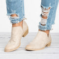 Sarah Express Women's Pointed Toe Slip-On Ankle Boots Beige
