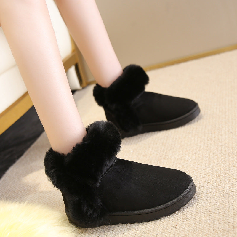 Sarah Express Women's Fluffy Platform Winter Snow Boots Black