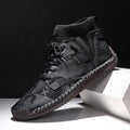 Sarah Express High-Top Cotton-Padded Patterned Casual Sneakers Black A