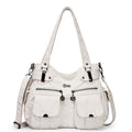 Sarah Express Soft Leather Multi-Pocket Messenger Bag White