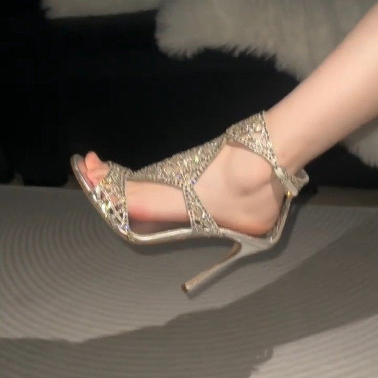 Sarah Express Rhinestone Cutout Stiletto Sandal Heels