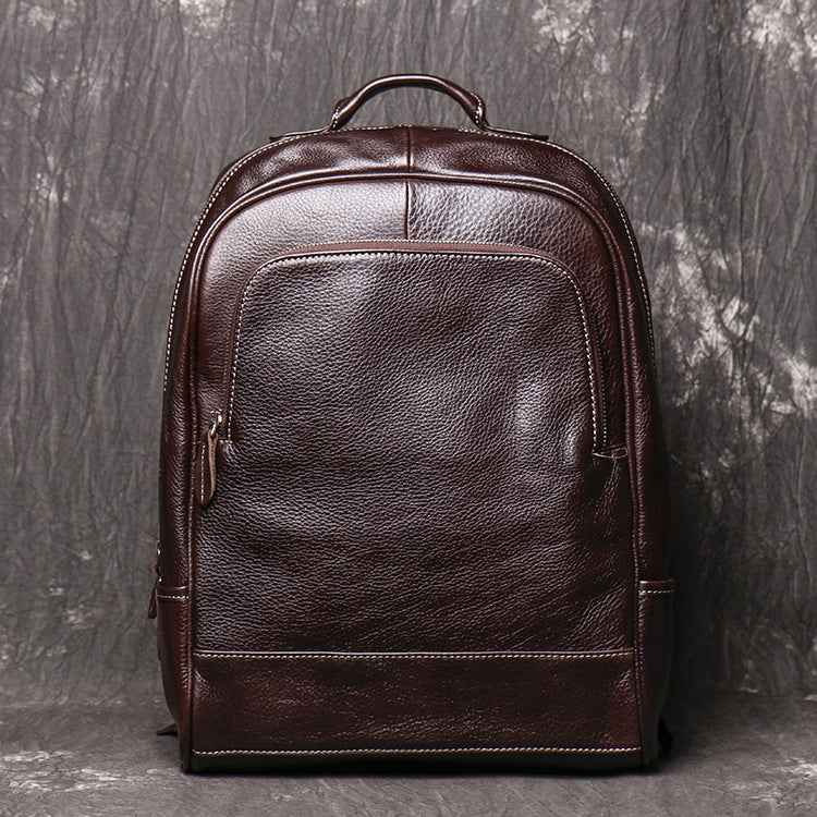 Sarah Express Leather Travel Backpack Large Capacity Handbag Coffee