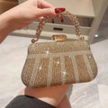 Sarah Express Gold Metallic Evening Clutch Chain Bag Gold